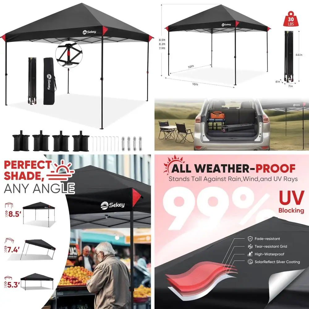 

Sekey 10x10 Pop Up Canopy with One Push Setup-Easy Up Canopy with 99% UV Blocking - Instant Outdoor Sun Shade for Events, Partie