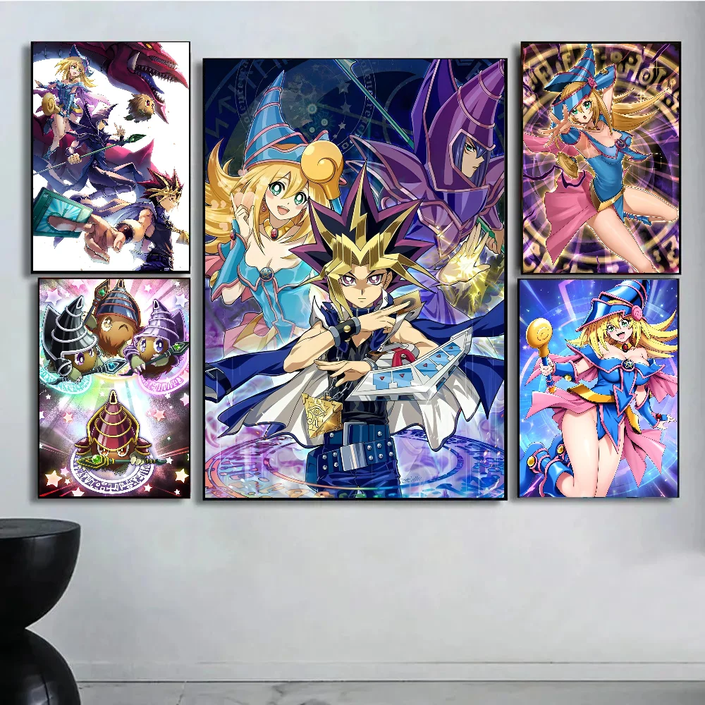 Anime Y-Yu Gi Oh Black Magician Girl Poster Paper Print Home Living Room Bedroom Entrance Bar Cafe Art Painting Decoration