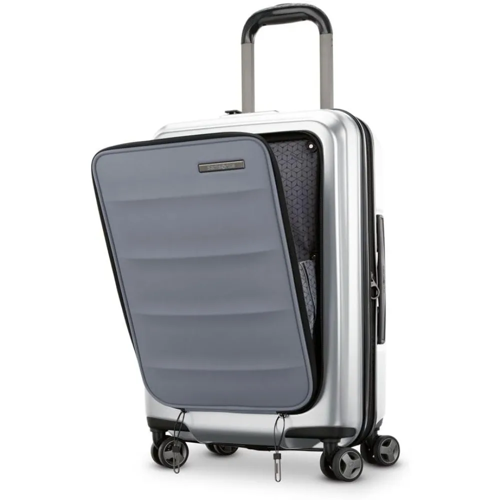 Bagagem rígida expansível de 21 polegadas com bolso frontal, durável e resistente a impactos, 360 °   rodas giratórias