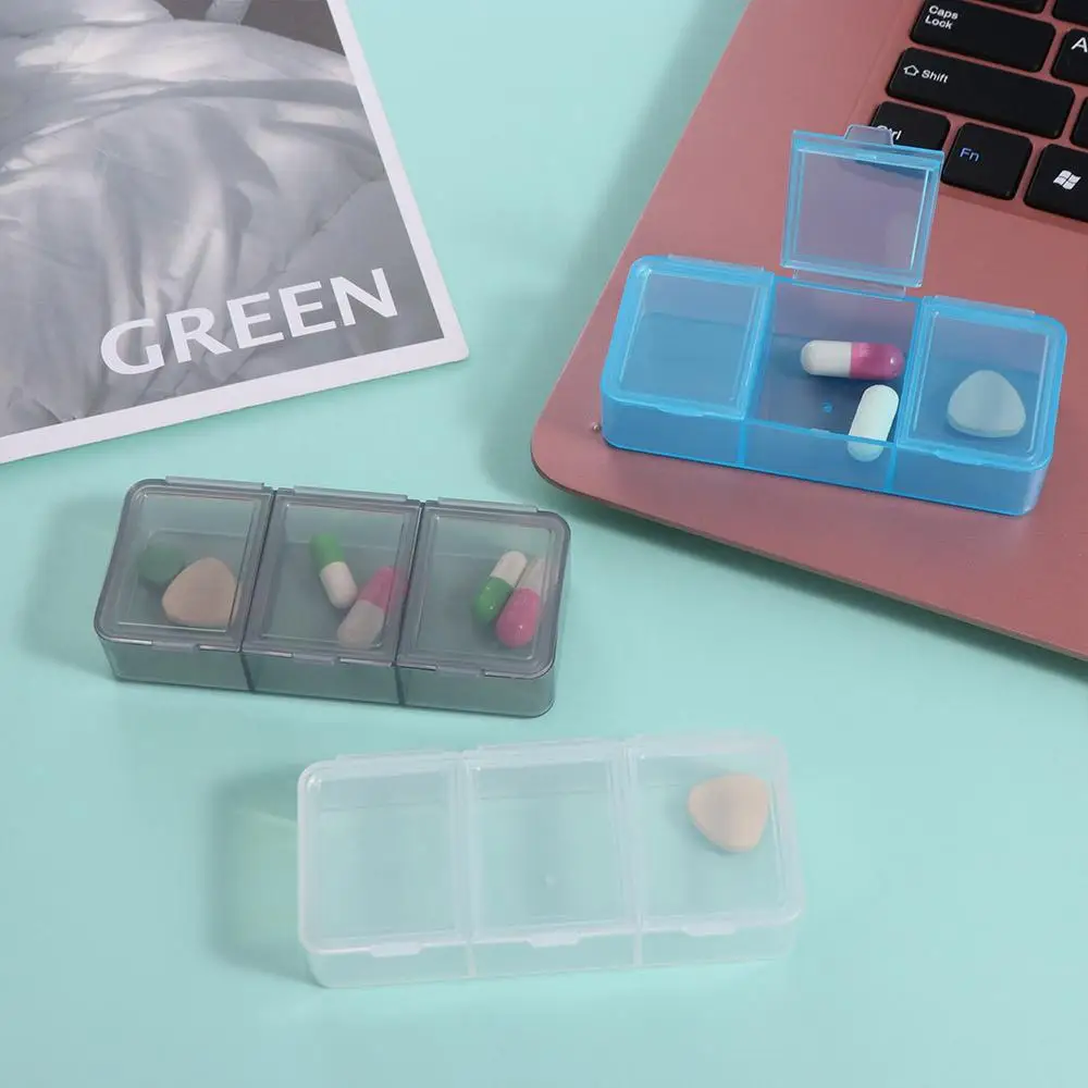 Durable Mini 3Grids Pill Case Portable Drug Dispense Medicine Box Plastic Waterproof Pill Storage Box Evening