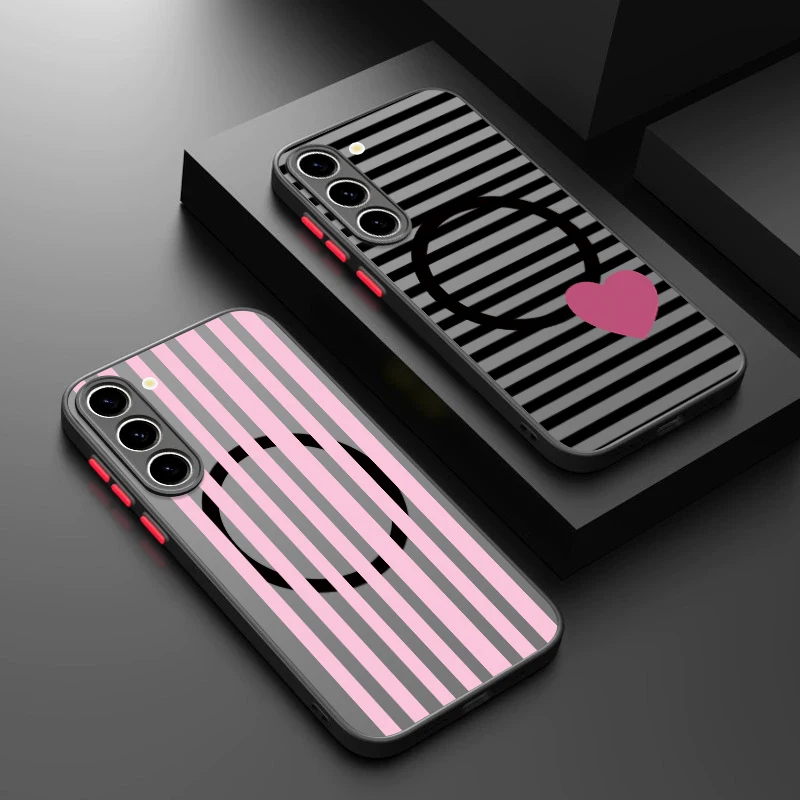 Zebra Stripe Print Magnetic Phone Case For Samsung Galaxy S26 S25 S24 Ultra S25 S23 FE A57 A56 A37 A17 A55 A16 A26 A36 A15 Cover