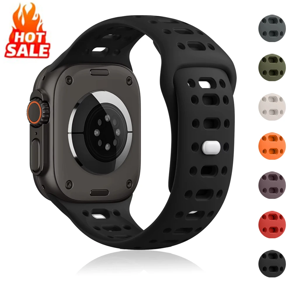 Skin-friendly Silicone Strap for Apple Watch Ultra 3 2 Bands 49mm 46mm 45mm 44mm 42 41 40mm Correa iWatch Series 11 10 9 8 7 6 5