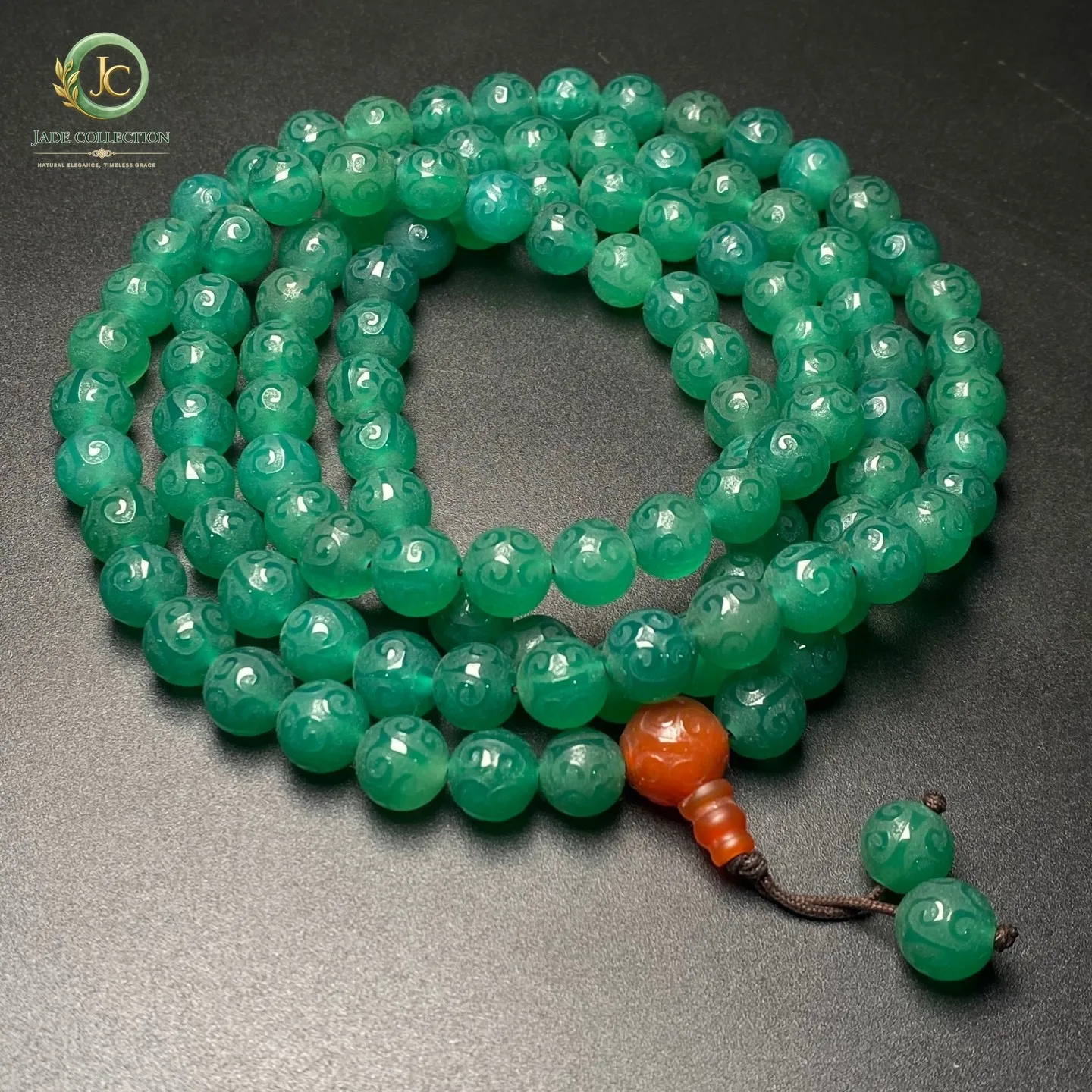 108 Tibetan Buddhism Agate Ruyi Bead Dzi Beads Prayer Handstring Necklaces G837