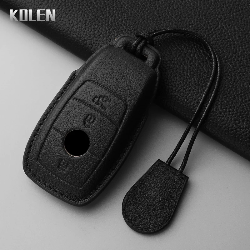 Leather Car Key Case Cover Shell For Mercedes Benz A C E S G Class GLC CLE CLA GLB GLS W177 W205 W213 W222 X167 AMG 3 4 Buttons