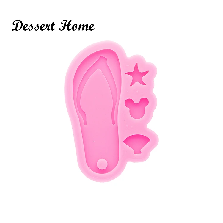 DY0590 Glossy Resin Flip Flop Molds for Keychain, Silicone Molds DIY Epoxy Jewellery Making, Silicon Clay Molds