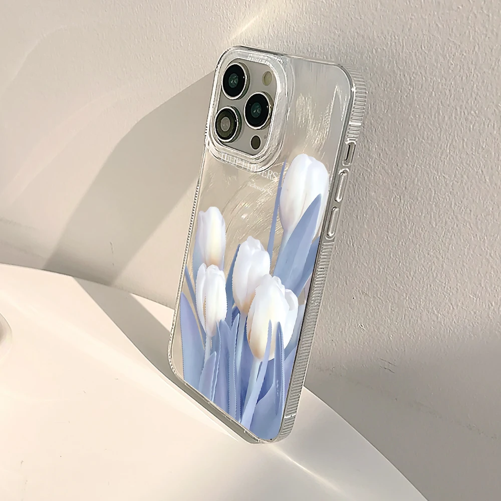Für Samsung Galaxy S21 S26 S25 S24 S23 S22 Ultra Plus FE Hülle Frisches Blaues Tulpenmuster Cover Für A16 A15 A36 A54 A55 A56 Fundas – Detail 9