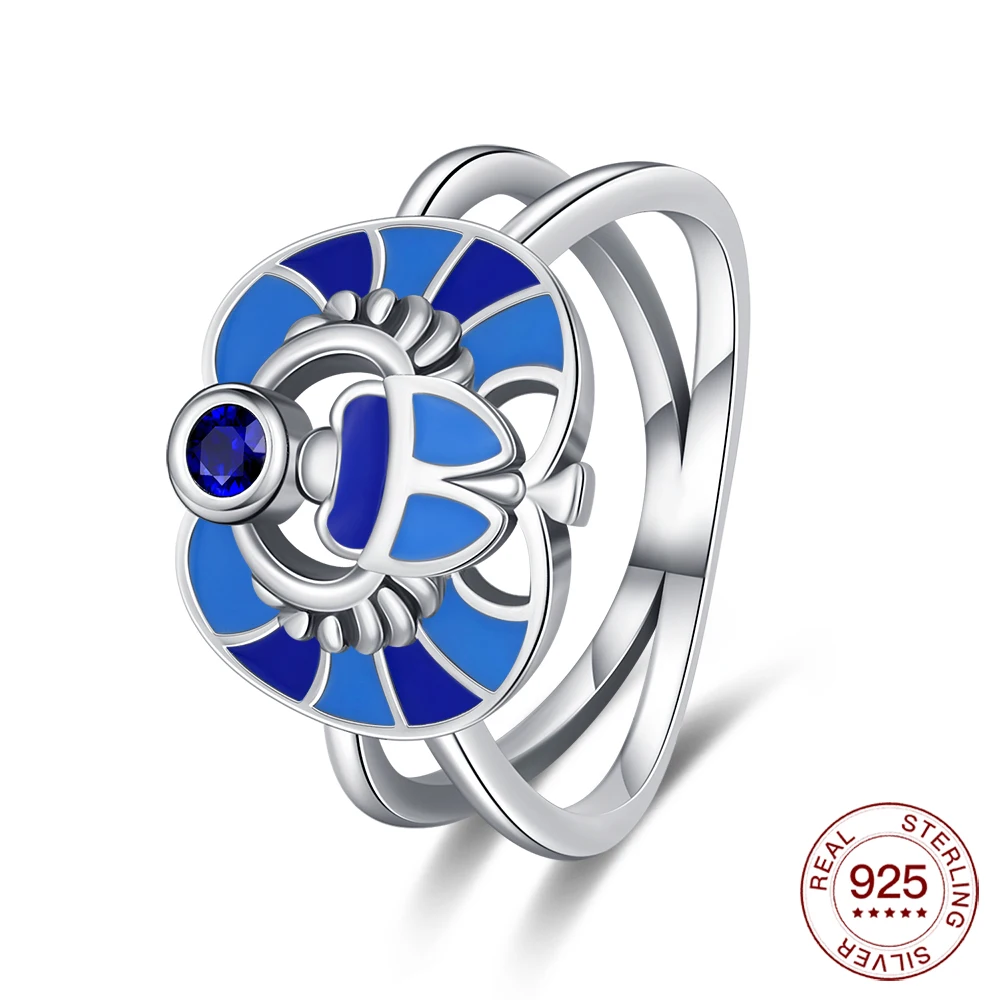 

2025 Новые кольца из серебра 925 пробы, оригинальные кольца со скарабеем и животными для женщин, роскошный циркон, простое кольцо на палец, комплект обручальных колец, ювелирное изделие, подарок