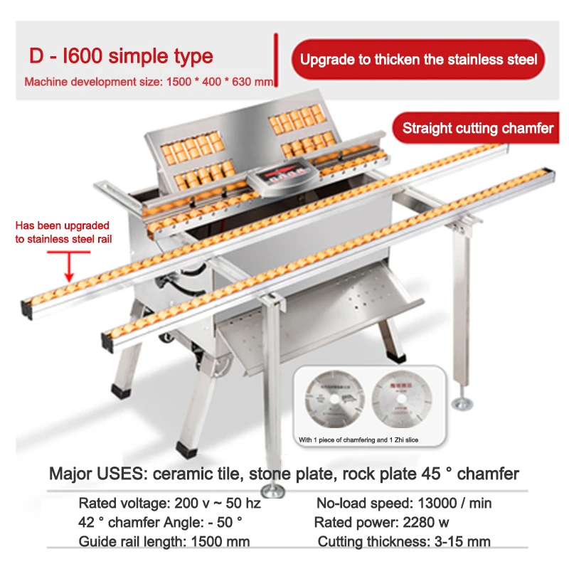 D1600 Dust-Free Ceramic Tile Chamfering Machine Desktop High Precision Foldable Manual Stone Artifact 45 Degrees Bevel Cutting