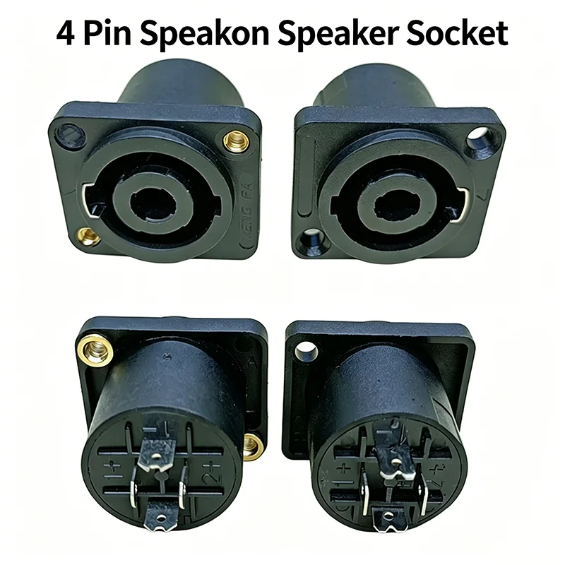 4 Pin Speakon Panel Mount Female Socket Audio Connector for Speaker Cable Amplifier PA System Audio Video Cable Wire Adapter nut