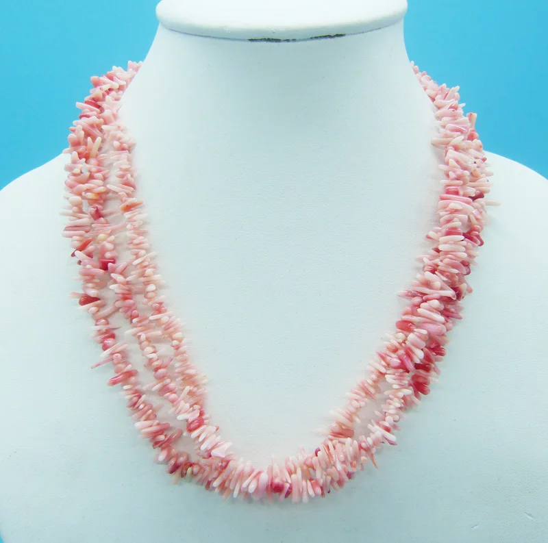 Delicate, beautiful, irregular natural coral necklace, real natural color. Refuse to dye 18