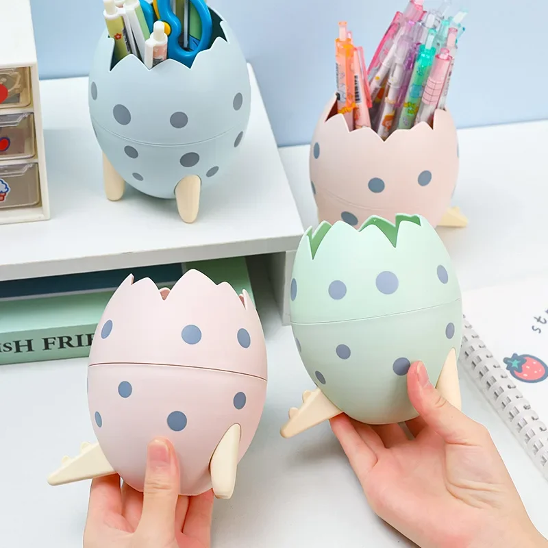 Creative Dinosaur Egg Shape Pen Holder School Office Desktop Organizer Kawaii Makeup Brush Organizer Cute Desk Decoration Desk