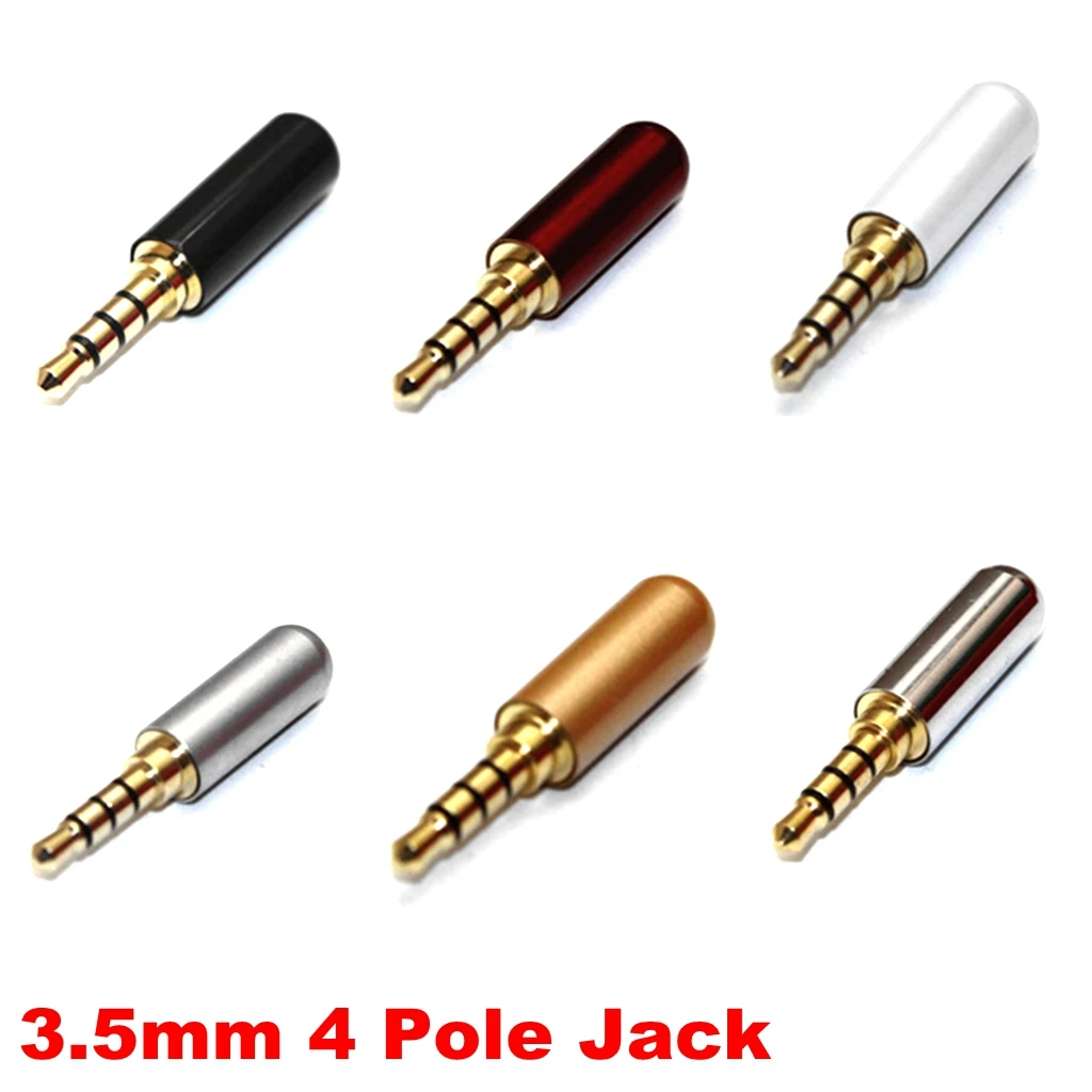 CABLEPELADO Connecteur Jack 3,5 Mm 4 Pôles TRRS Mâle – Soudure DIY Pour PS5, PS4, PC Et Mobile (Noir)