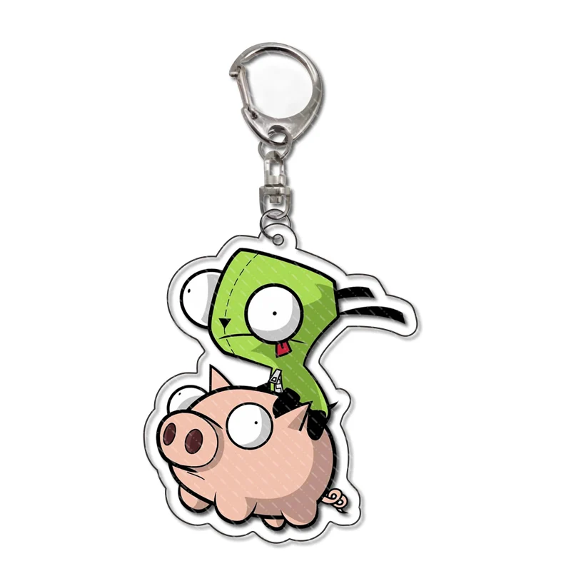 Invader Zim Keychain Clear Acrylic Key Chain Pendant Accessories Cartoon Key Ring