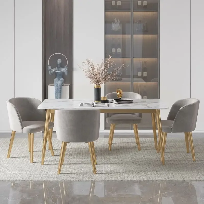 

Для современного света, роскошный стиль, белый прямоугольный мраморный обеденный стол, наборы для домашней мебели для столовой