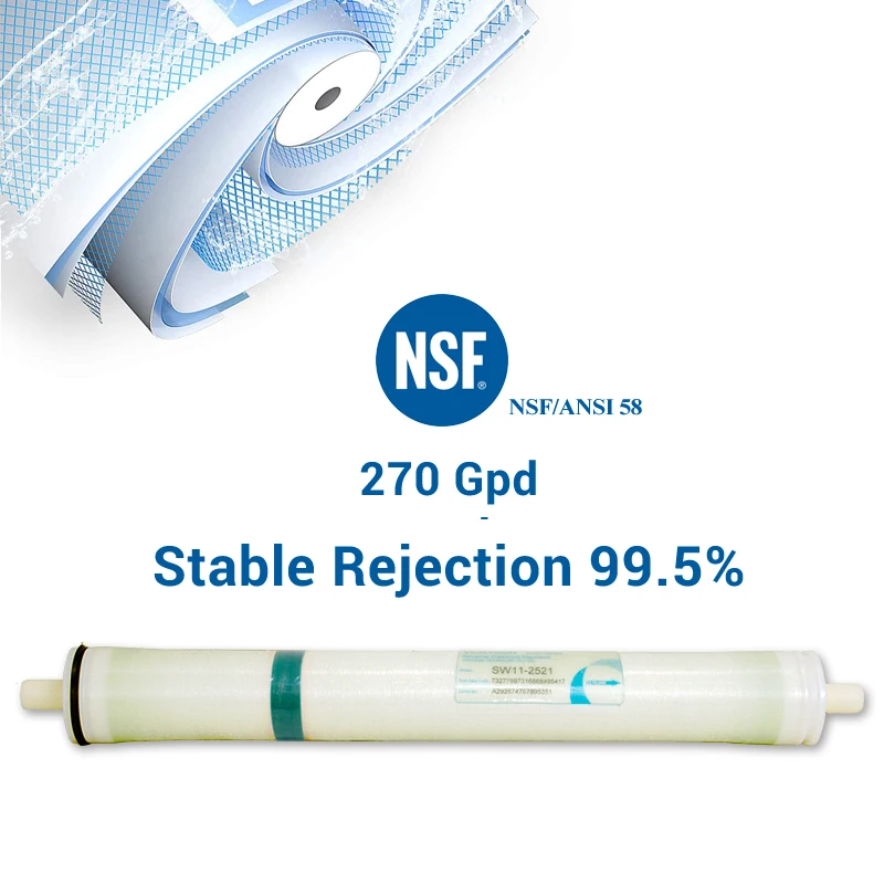 Sea Water Reverse Osmosis Membrane SW11-2521 RO Membrane Element 270 GPD for Seawater Desalination