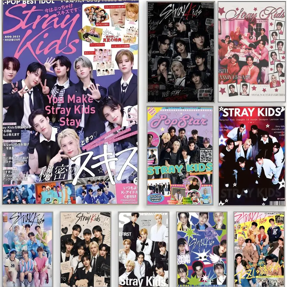 kpop group S-Stray Kids Poster Classic Wall Art  Home Decor  Peel and Stick Unframed
