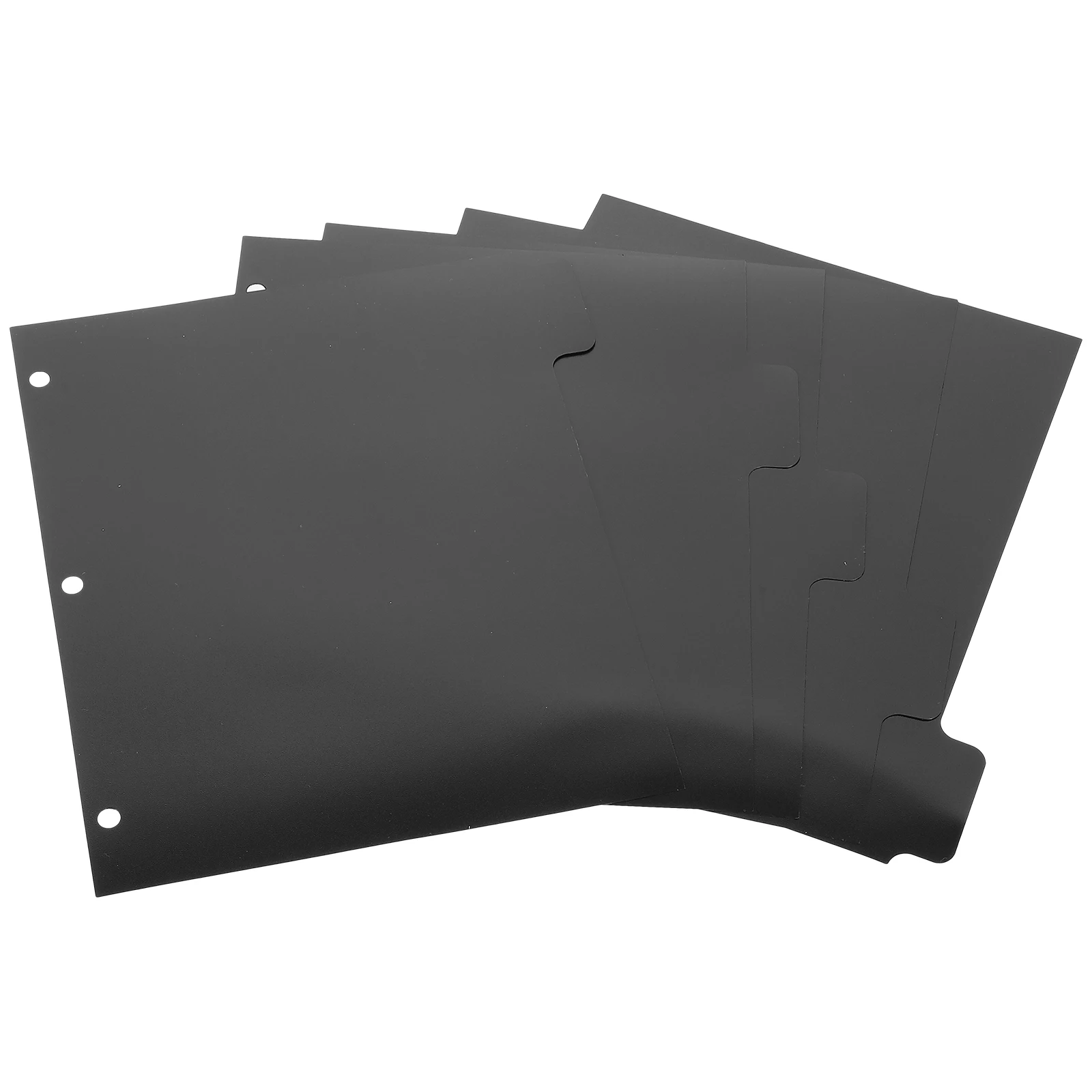 

5 Sheets A4 Loose-leaf Binder Dividers Black PP Material Separator Tabs 3 Rings Notebook School Office Organizing Supplies