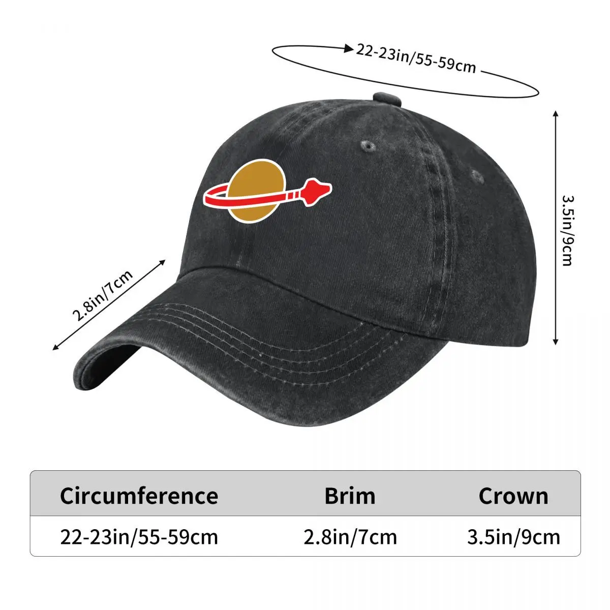 2026 Space Rocket Planet Logo Graphic Washed Baseball Cap Hip Hop Sun Hats