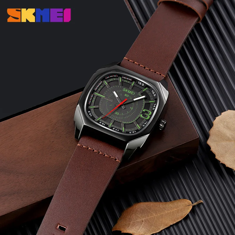 Skmei Fashion Casual Retro Square Quartz Watch Men's Fashion Sense Locomotive Style Men's Watch Student's Watch