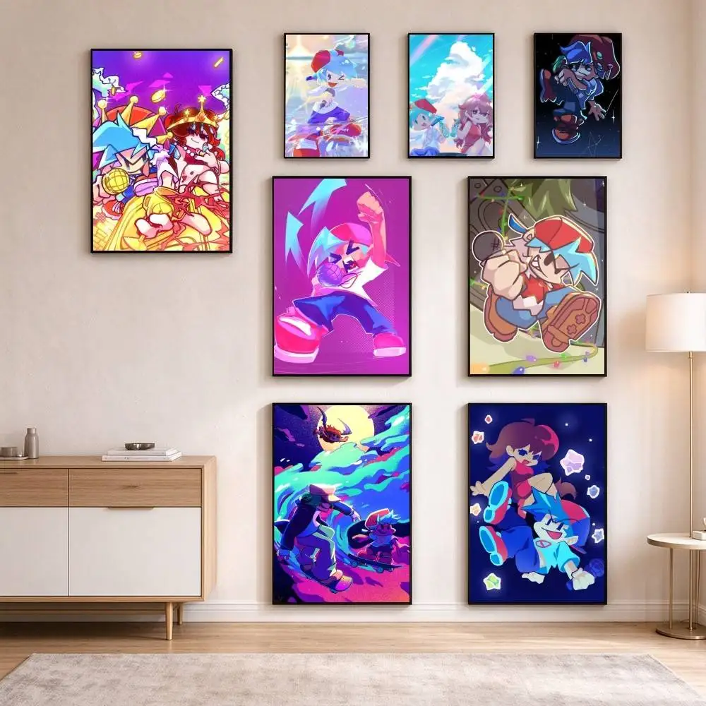 Friday Night Funkin Rhythm Game  Poster High Quality Dorm Living Room Aesthetic Wall Decoration Painting Stickers Gift