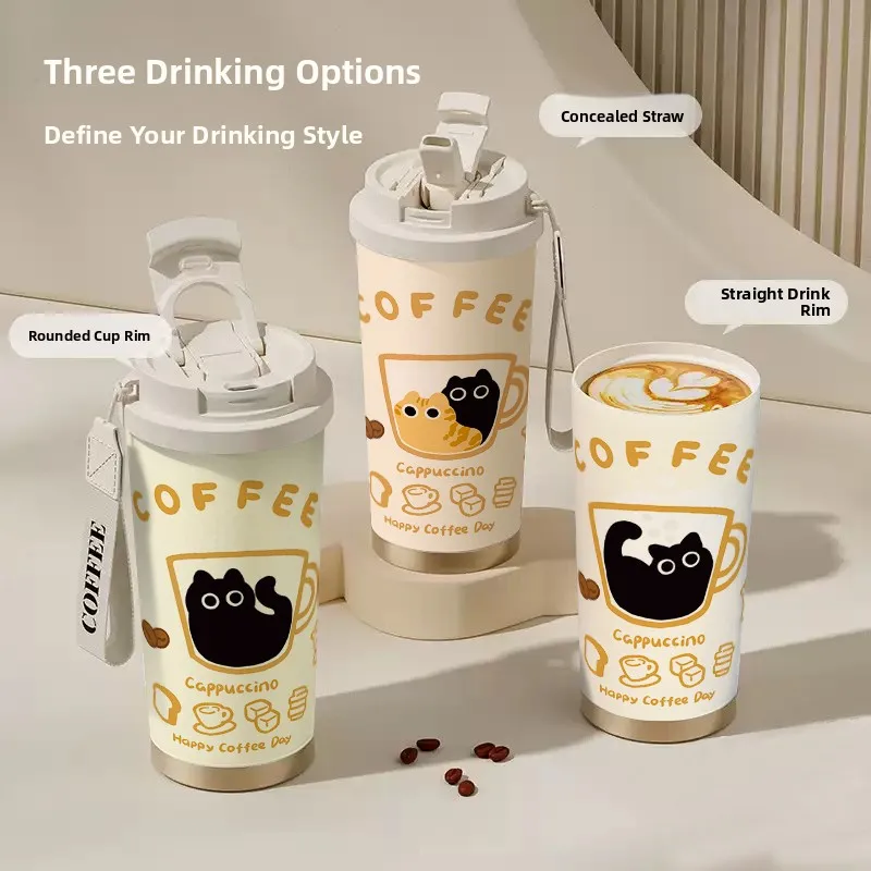 

Милая термокружка из нержавеющей стали 36 унций для офиса, для женщин и студентов, портативная, для путешествий, с изоляцией, без ручки