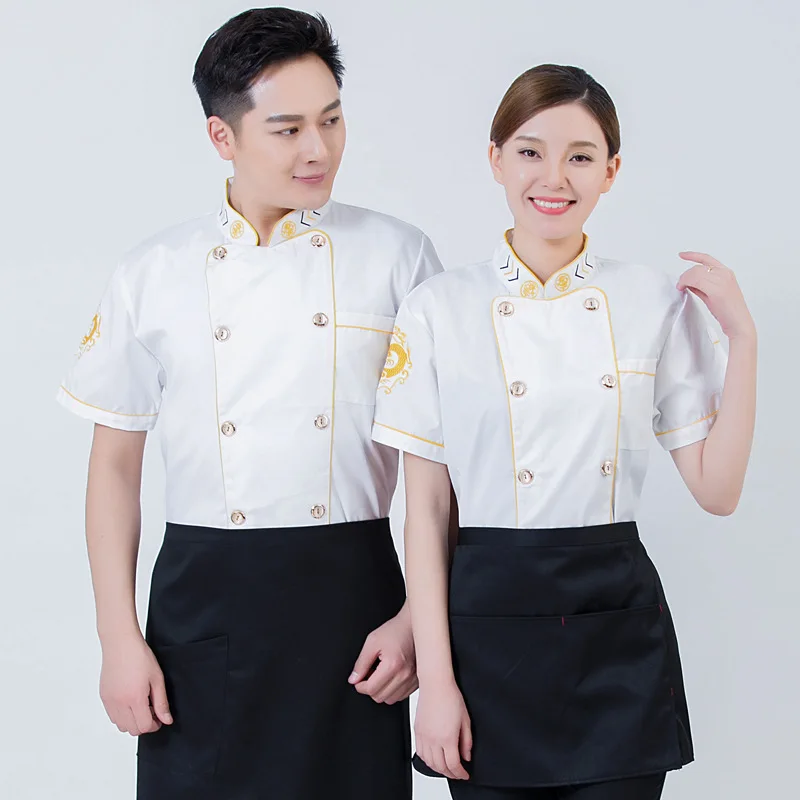 Wholesale Supply Uniform Short-Sleeved Summer Clothes Hotel Catering Chef Overalls Chinese Style Western Restaurant Baking