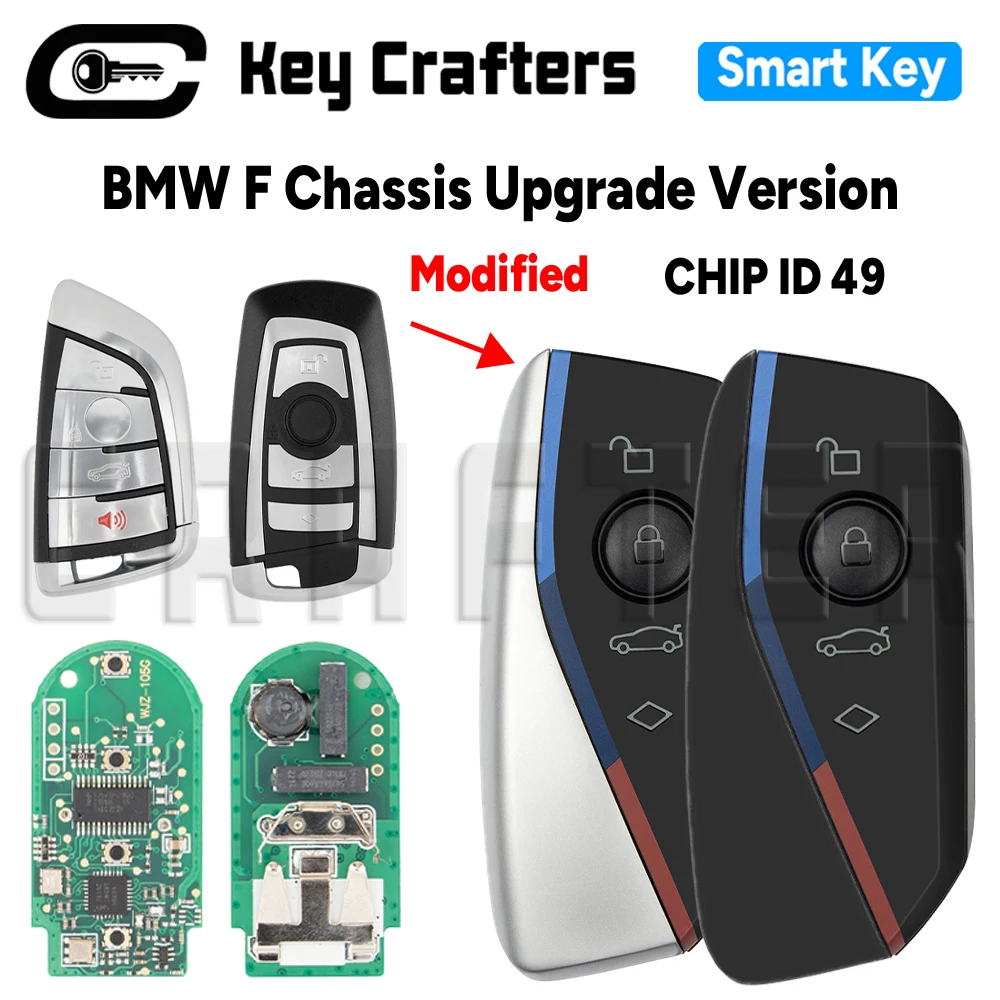 Key Crafters 315/433/868MHz ID49 Modified Shell Upgrade Version For BMW 2010-2018 F Chassis CAS4 FEM BDC Insert HU100R Blade