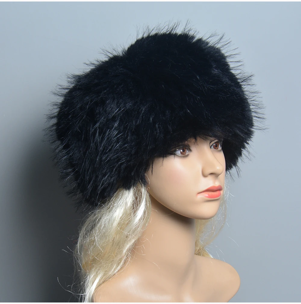 2024 New Fall Winter Women's False Raccoon Fur Cap Russian False Fur Hats Dome Fashion Thick Downy windshield Mongolian Fur Hat