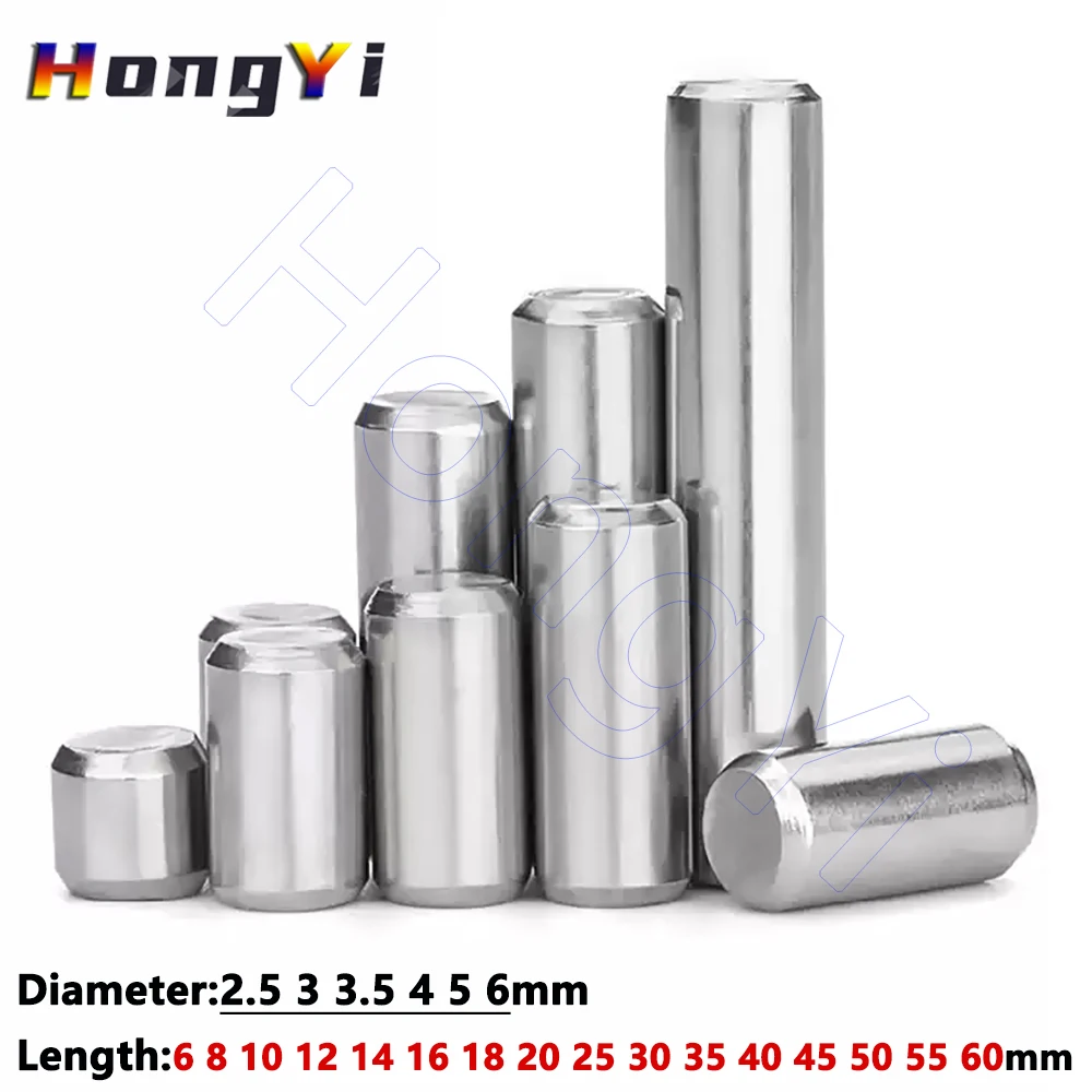 50Pc Ø2.5 3 3.5 4 5 6mm Cylindrical Pin Locating Dowel Pin 304 Stainless Steel Fixed Shaft Solid Rod Length 6 8 10 12mm to 60mm