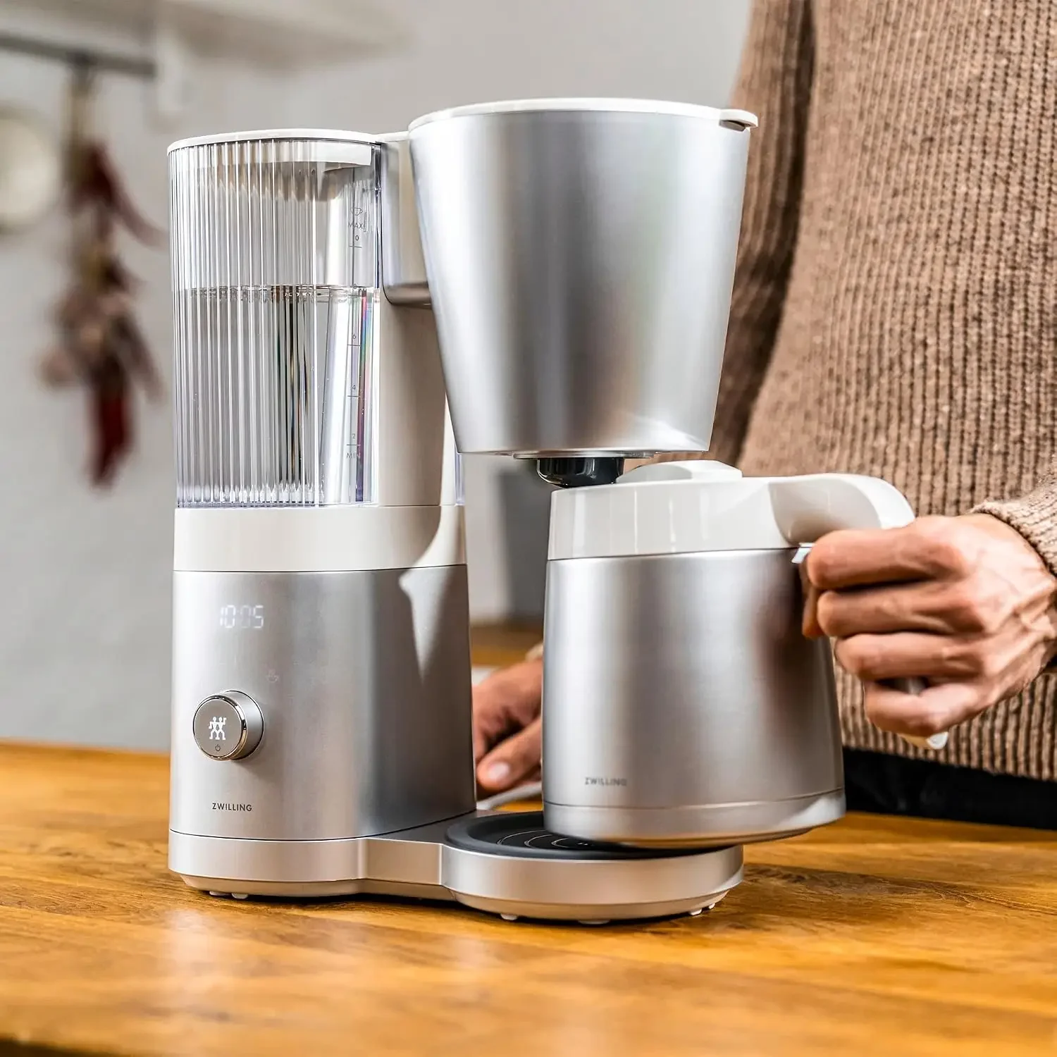 Enfinigy Drip Coffee Maker with Thermo Carafe 10 Cup, Awarded the SCA Golden Cup Standard, Silver