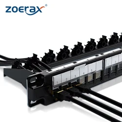 ZoeRax Rackmount or Wall Mount 24 Port Shielded Patch Panel with Dustproof Door 1U 19-inch Patch Panel for Keystone Jacks