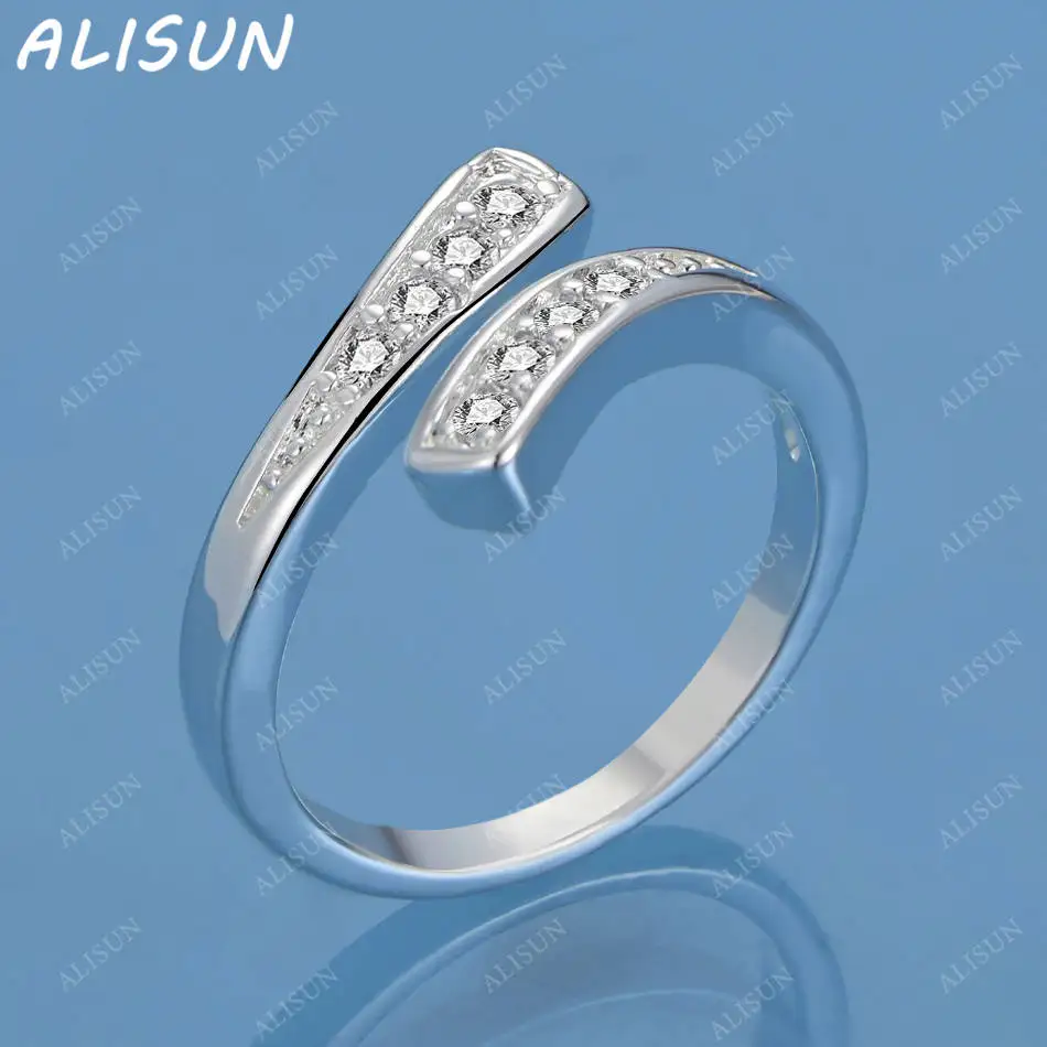 

ALISUN 925 Sterling Silver Zircons Open Ring For Women Men Fashion Jewelry Charm Grace Noble Wedding Accessories