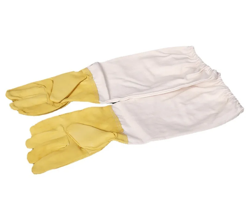 1Pair Beekeeping Gloves Sheepskin/Linen Glove Anti-bee Anti-sting Long Sleeves Ventilated Apiculture Beekeeper Bee Keeping Tool