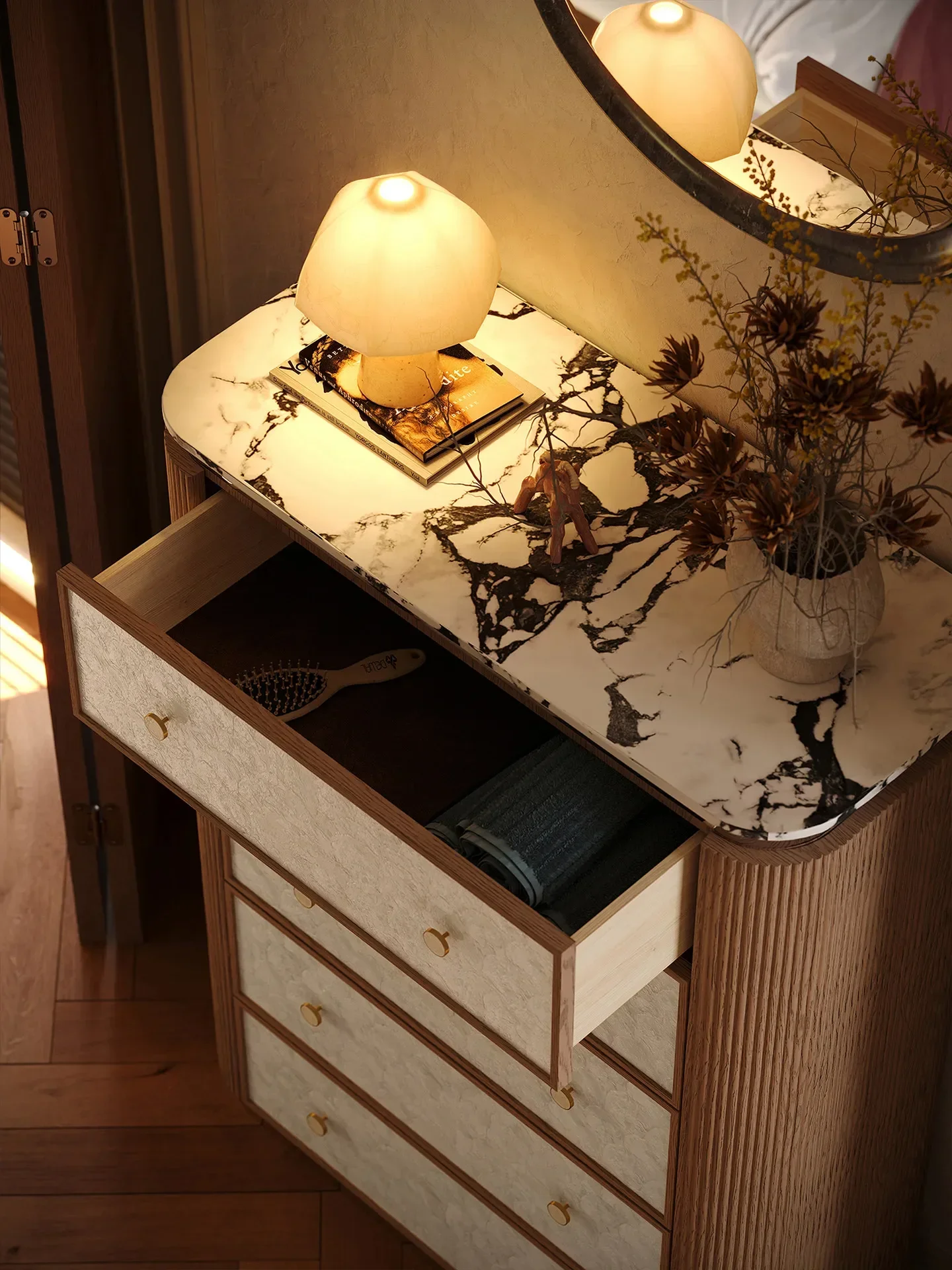 DSA  luxury chest of drawers, living room artistic sense, secret cabinet, solid wood against the wall, floor-to-ceiling