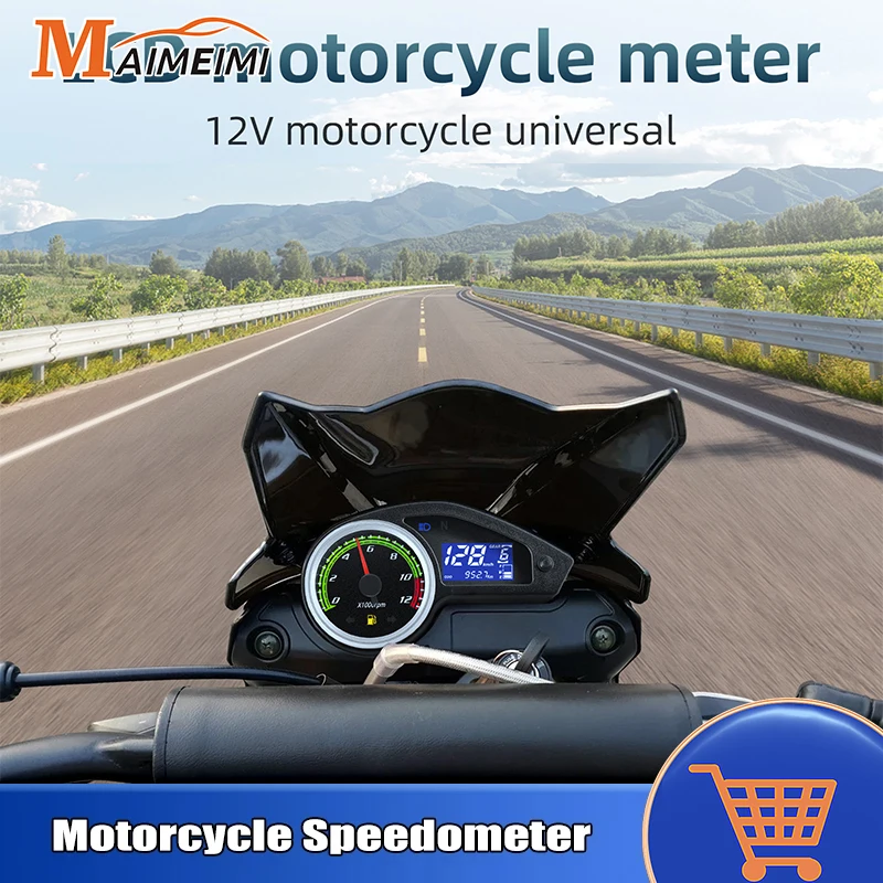 LCD Moto Digital Instrument Odometer Motorcycle Speedometer Tachometer Dashboard For 12V Motorcycle Universal Speedometer