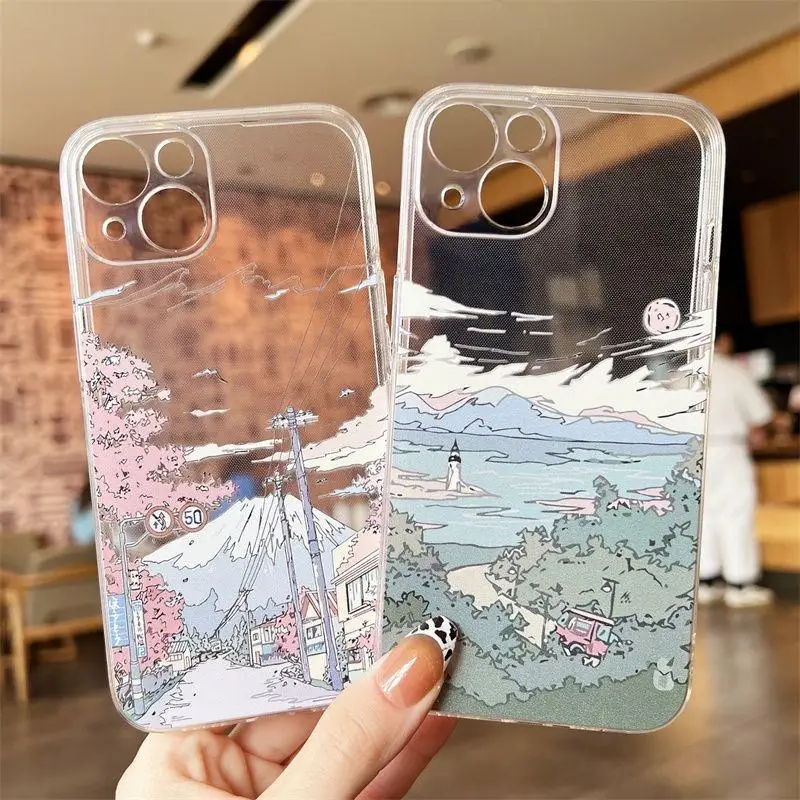 Japanese Anime Scenery Phone Case For Xiaomi Redmi Note 13 12 Pro 12S 13C 12C 10C A2 A1 Plus A3 Shockproof Soft Clear TPU Cover