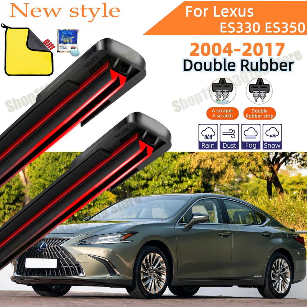 

Double Rubber Car Wipers for Lexus ES330 ES350 Front Windscreen Wipers Double Rubber Car Wiper Blades Car Accessories