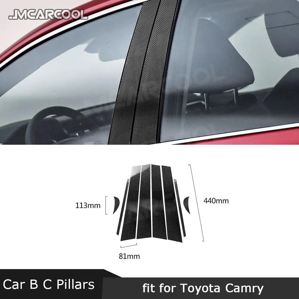 

JMCARCOOL Car Door Window B C Pillar Trim Cover Stickers Exterior Decoration For Toyota Camry 2018 2019 Carbon Fiber Accessories