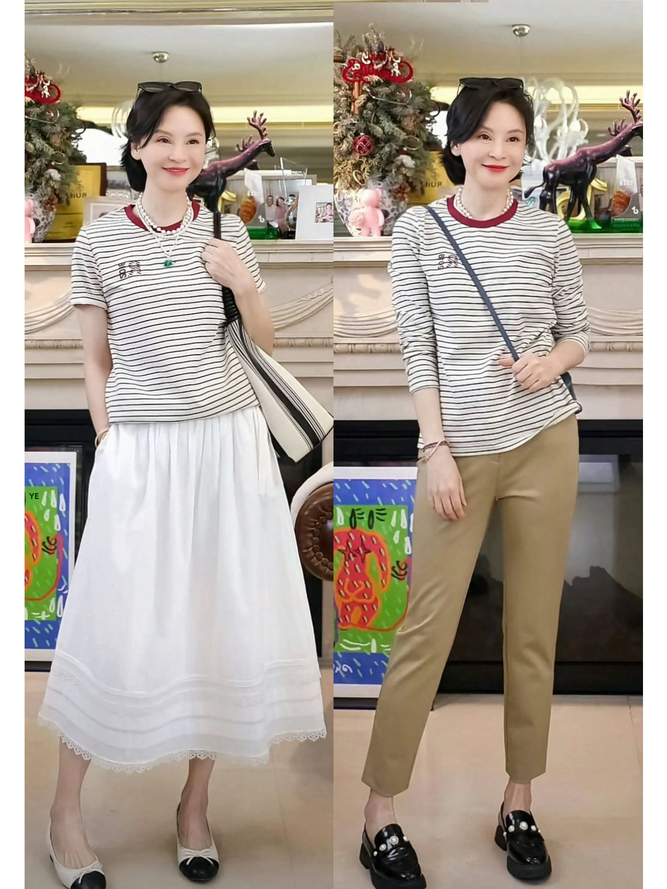 

Классическая полосатая повседневная футболка из смесового хлопка и льна с длинным рукавом и круглым вырезом, универсальная модель с коротким и длинным рукавом для женщин