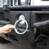 Para Hummer H2 2003-2009 estilo de coche ABS plata lámpara antiniebla delantera embellecedora anillo cubierta pegatina accesorios exteriores de coche