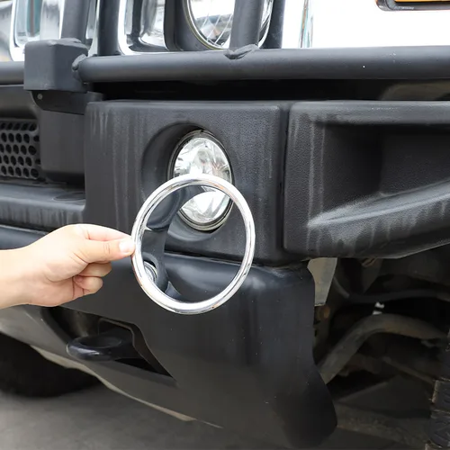 Para Hummer H2 2003-2009 estilo de coche ABS plata lámpara antiniebla delantera embellecedora anillo cubierta pegatina accesorios exteriores de coche