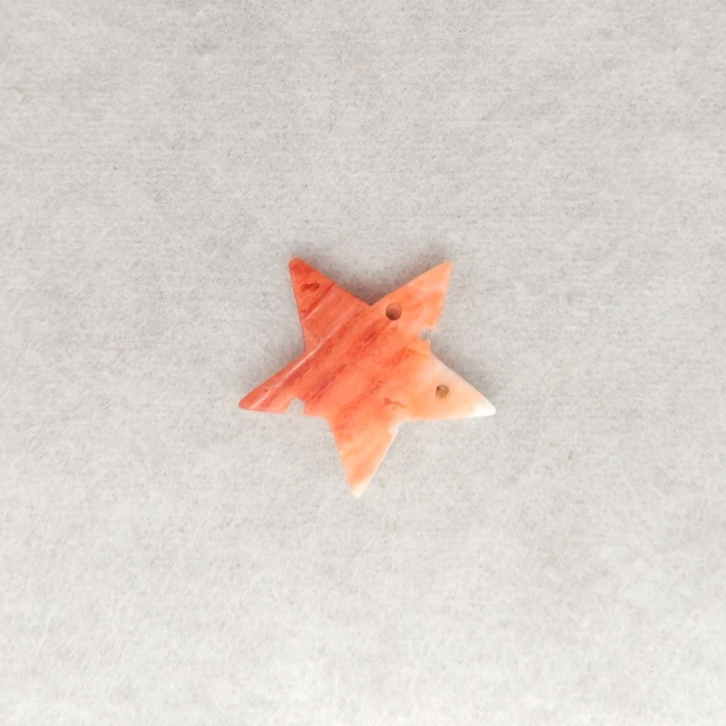 

Подвеска в форме звезды из натуральной оранжево-розовой коралловой ракушки с полосатыми узорами, полированный драгоценный камень для ремесленных украшений в стиле бохо