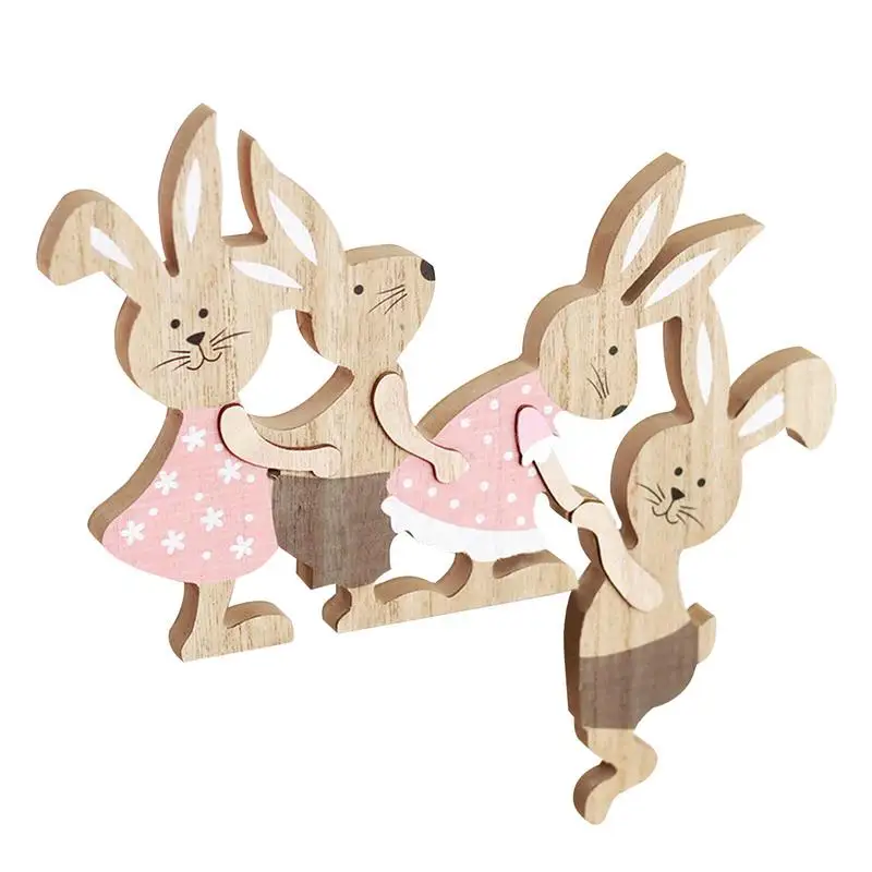 Door Frame Decor Cute Wooden Rabbit Easter Door Corner Decorations Decorative Wooden Easter Bunny Wall Pediments Fun Frame