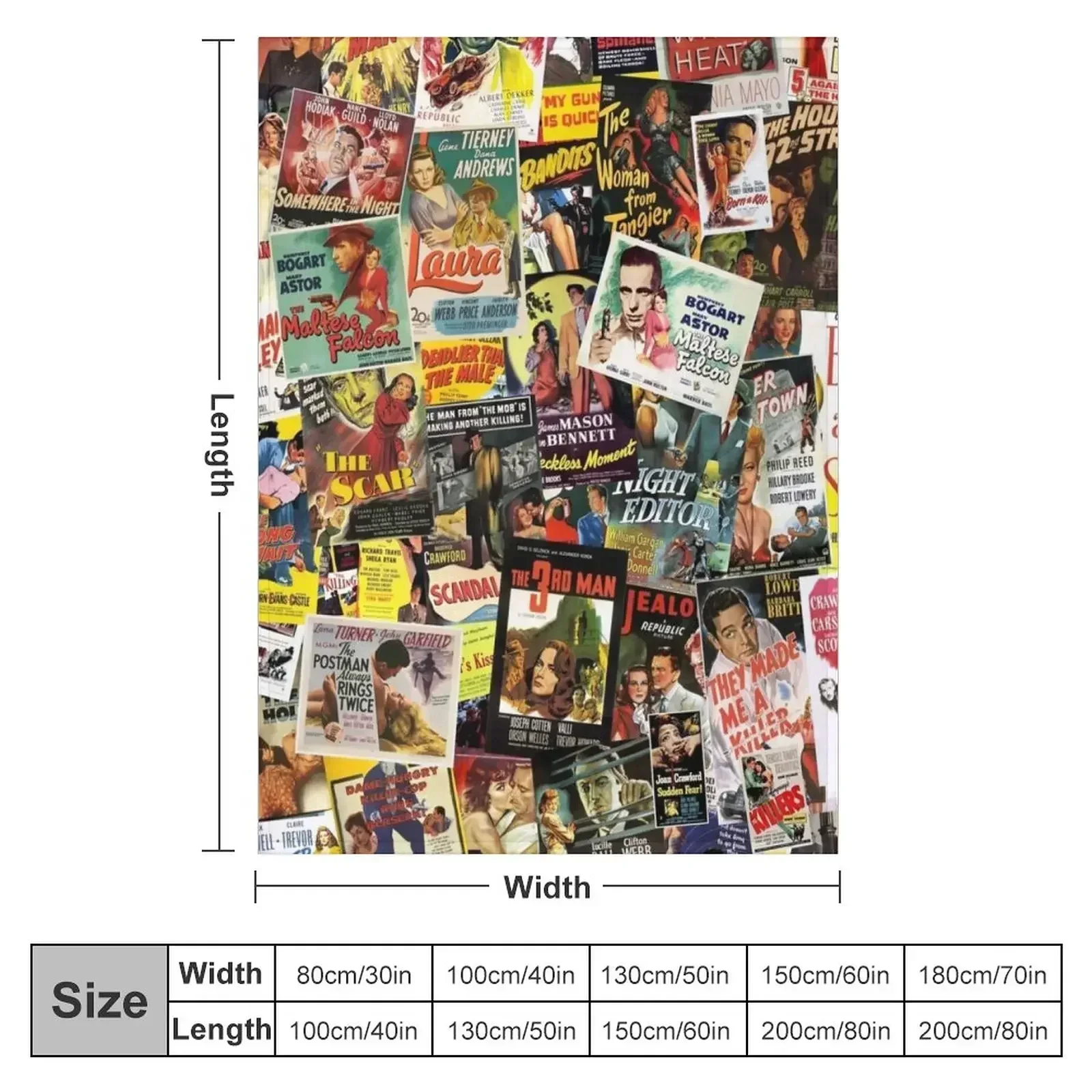 Film Noir Poster Collage Throw Blanket couch cozy soft plush fuzzy picnic outdoor blanket