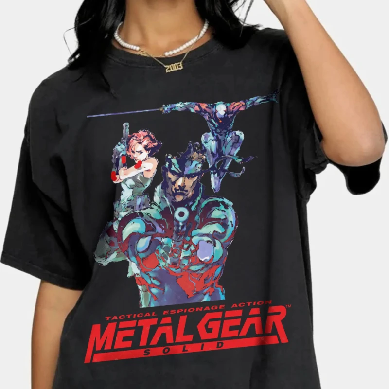 Metal Gear beach T-shirt, short-sleeved loose shirt, Metal Gear high-end unisex shirt  Summer couple street style shirt
