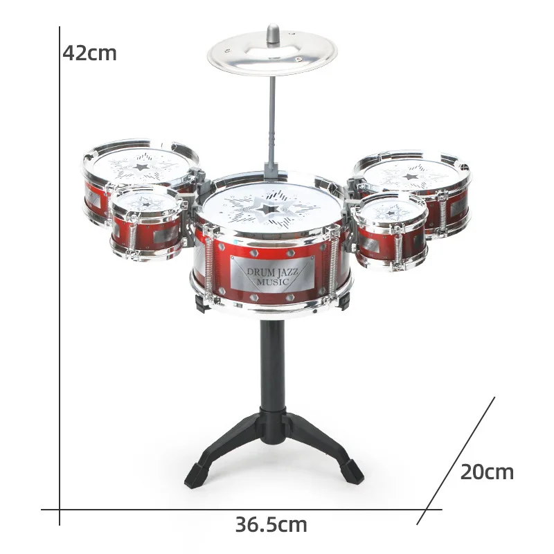 Simulation Jazz Drum Music with 5 Drums Sets Musical Instruments Toys Cymbal Sticks Rock Set Hand Drum Musical Instrument Toy