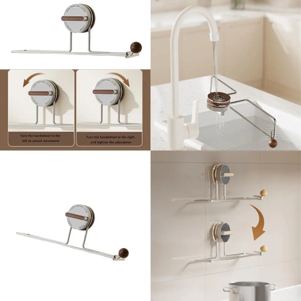 

R9UF Kitchen Cabinet Paper Towel Rack Suction Cup Roll Paper Holder Towel Rack