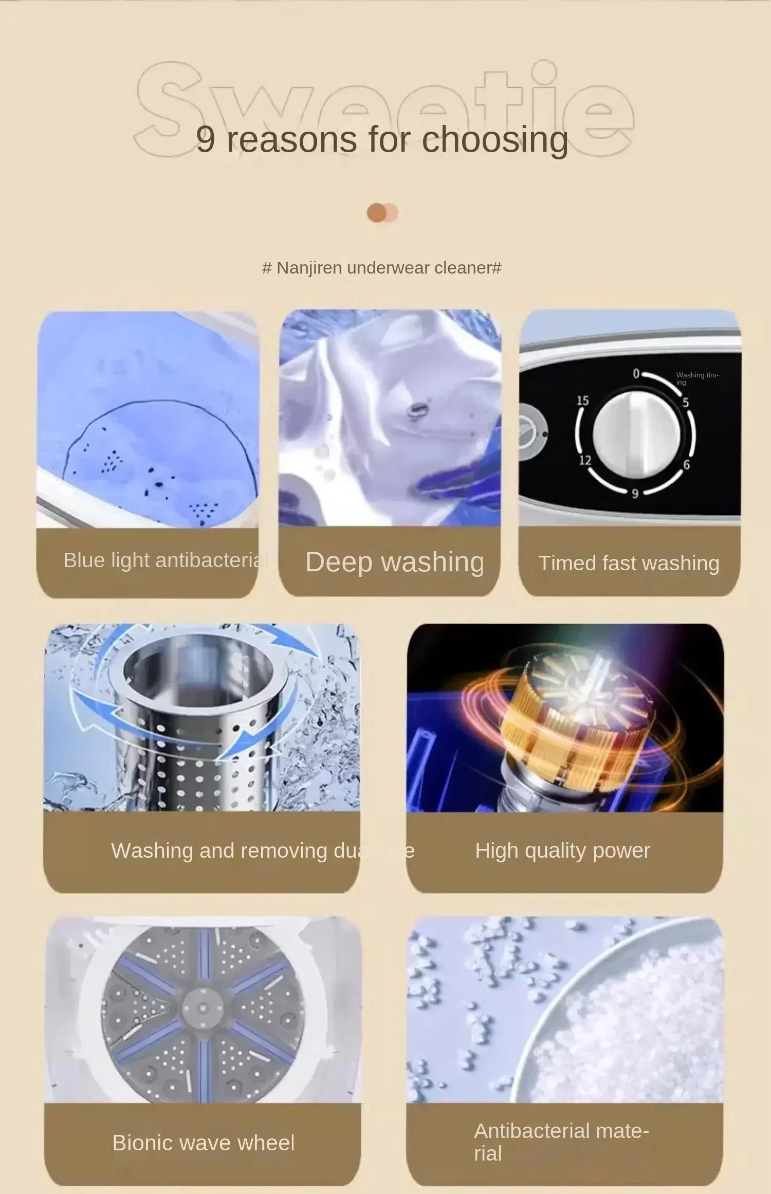 220V Compact and Automatic Southpole Mini Washing Machine for Babies and Children C