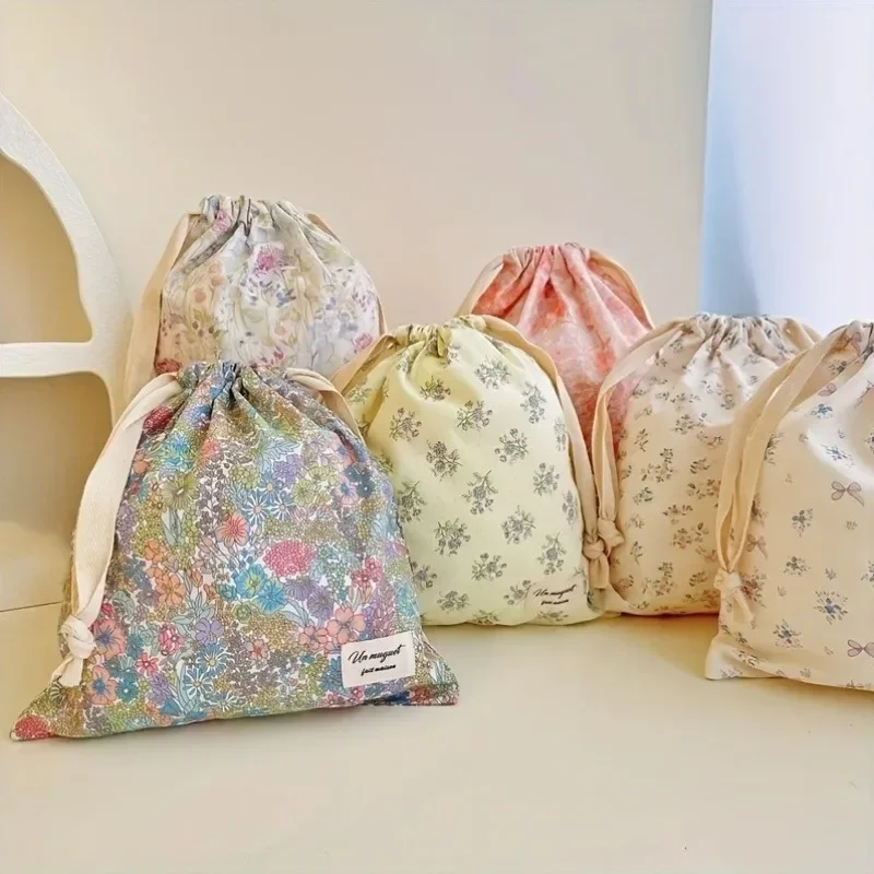 Home Embroidered Bow Drawstring Bag, Multipurpose Storage Box, Portable Travel and Household Dust Bag, Mom and Diaper Bag Lijiao