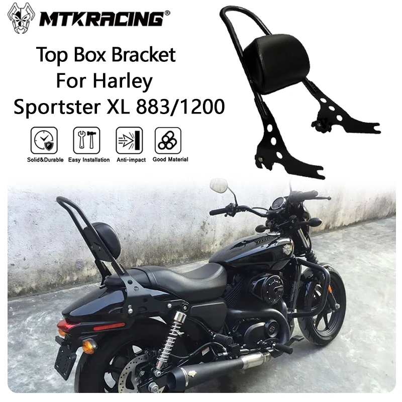 MTKRACING Top Box Bracket For Harley Sportster XL XLH 883 1200 Motorcycle Detachable Rear Passenger Backrest Cushion Pad